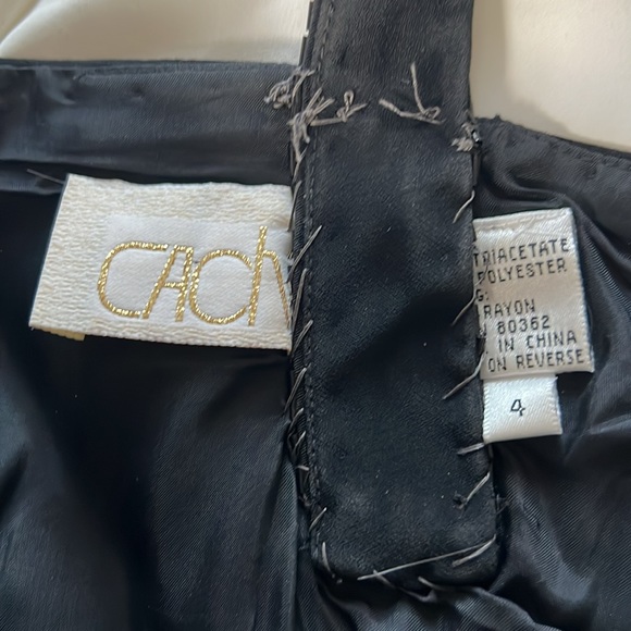 Vintage Cache Black Sheath Cocktail Mini Dress V Neck ThickStraps Beading Size 4 - Picture 17 of 17